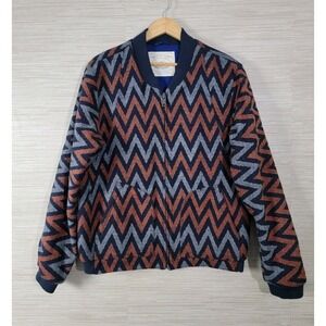 Scotch & Soda Men's Jacket XL Zig Zag Bomber Full Zip Blue Orange